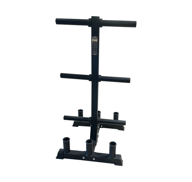 OLYMPIC PLATE AND BUMPER WEIGHT TREE WITH 6 BAR HOLDER